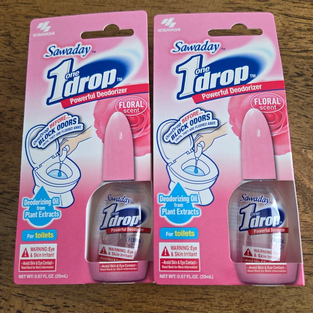 Lot of 2 One-Drop Powerful Toilet Odor Eliminator Floral Scent 0.67 fl oz - NIB